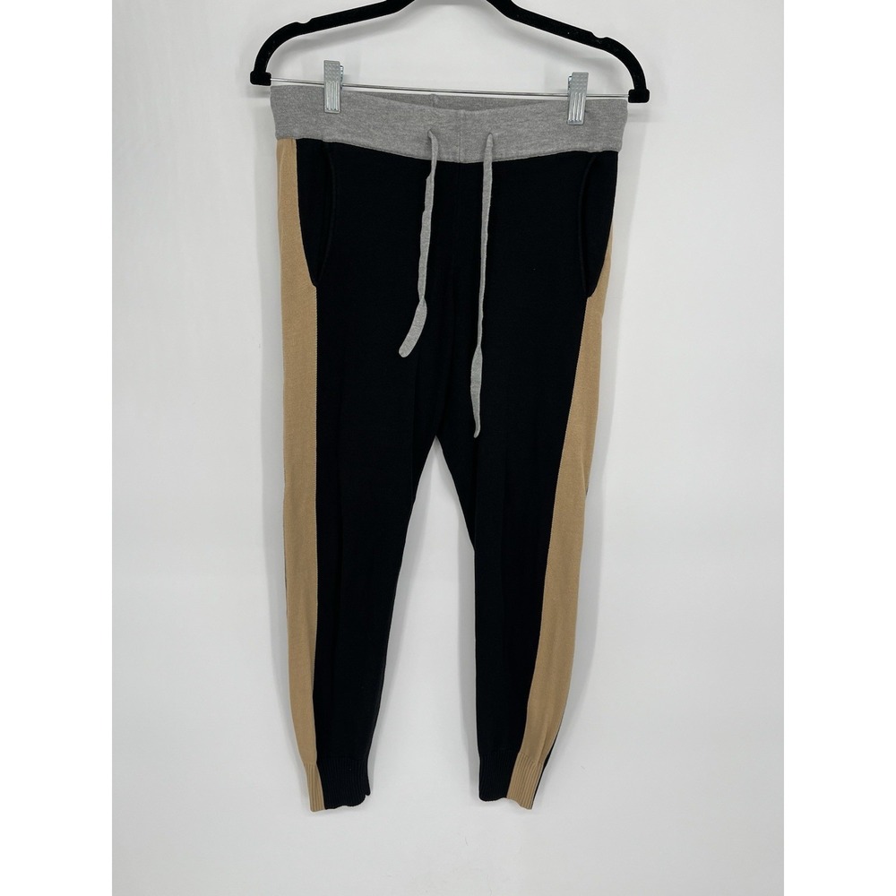Monrow womens black joggers w/‎ tan side stripe sz XS